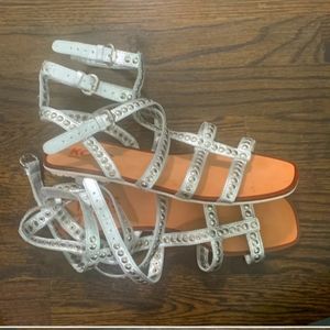 Micheal Kors Silver Studded Strappy Flats 8M